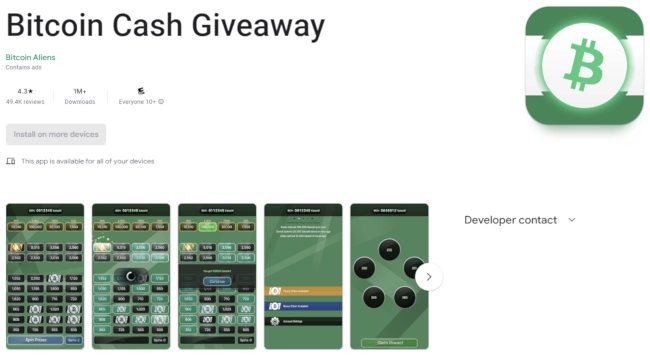 Bitcoin cash giveaway landing page