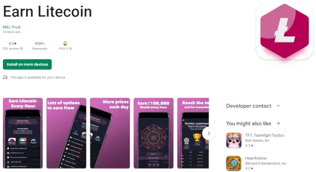 Earn Litecoin app landing page