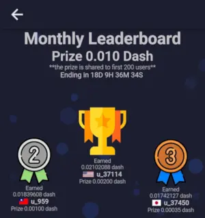 Earn dash app how to participate in the leaderboards